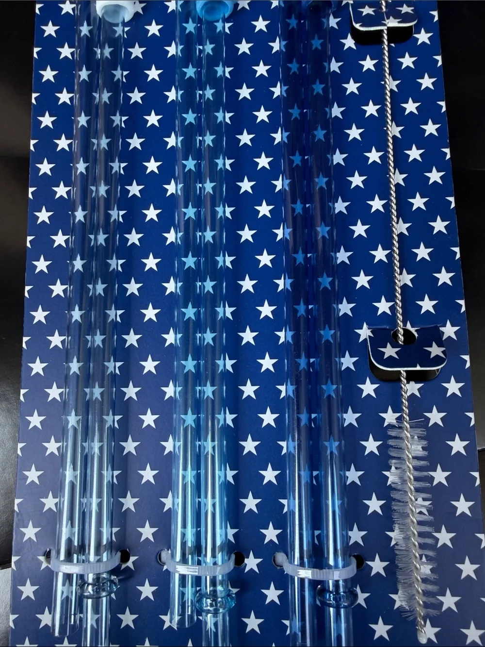 Patriotic Blue Straw and Toppers Set - Stars & Stripes
